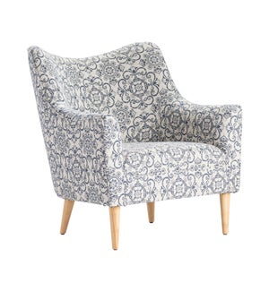 Huntington Upholstered Blue Pattern Shaped Back Arm Chair