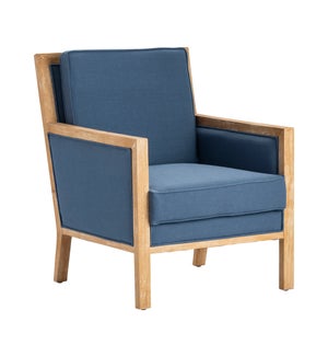 Largo Upholstered Indigo Light Oak Wood Arm Chair