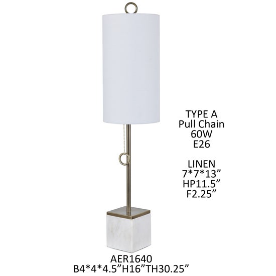 30.25"TH METAL TABLE LAMP, 1PC 3A PK/ 1.08'