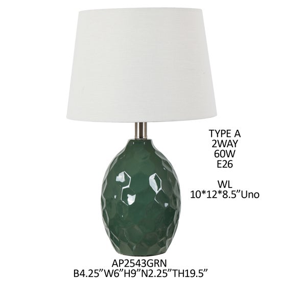 19.5" CERAMIC TABLE LAMP, 1PC A3 PK/ 1.61'