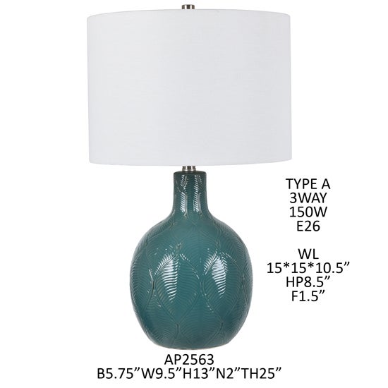 24.5TH CERAMIC TABLE LAMP, 1PC 3A PK/ 2.23'