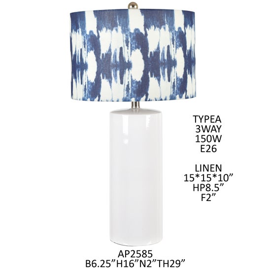 28TH CERAMIC TABLE LAMP, 1PC 3A PK/ 2.67'