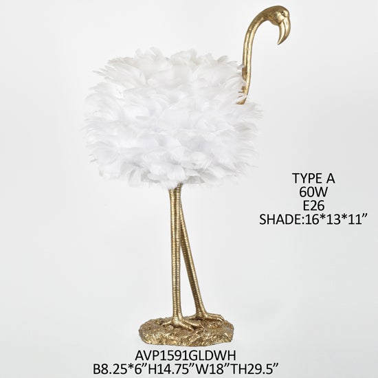 30.5" TABLE LAMP, FEATHER SHD 14/17X14/17X11" 1PC KD 3A PK/ 2.41'