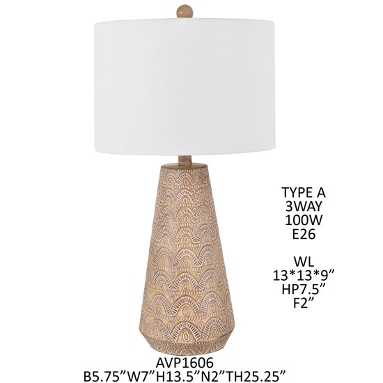 25.25" TABLE LAMP, 1PC 3A PK/ 2.08'