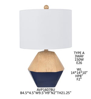 21.25" POLY RESIN TABLE LAMP, 1PC 3A PK/1.5'
