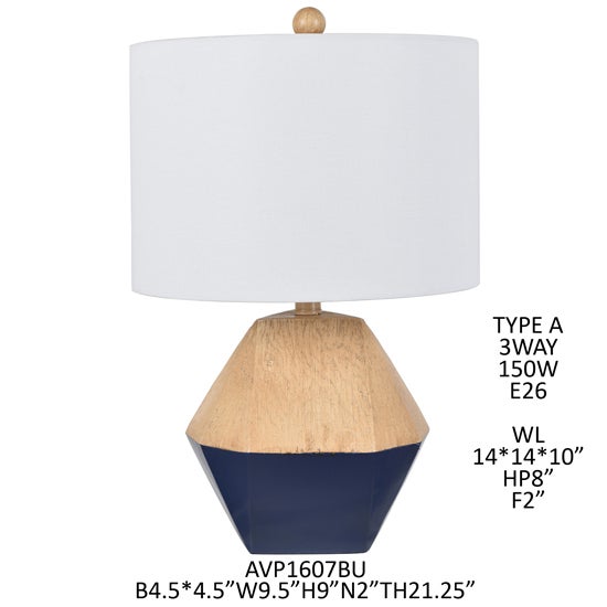 21.25" POLY RESIN TABLE LAMP, 1PC 3A PK/1.5'