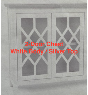 38x16x41", 2-Door Chest, 1PK/ 16.25' - White Body With Silver Top