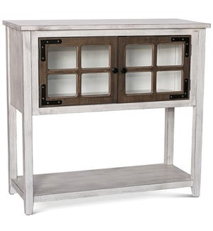 CONSOLE TABLE W/ TWO GLASS DOORS, 1PC KD PK/7.14