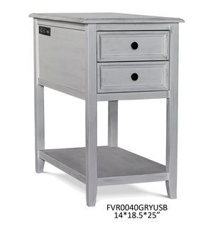 END TBL W/TWO DRAWERS AND USB, 1 PC PK/ 5.89'