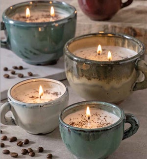 Stoneware Coffee Cup Candles Large Brown Cup - Dirty Hot Chocolate