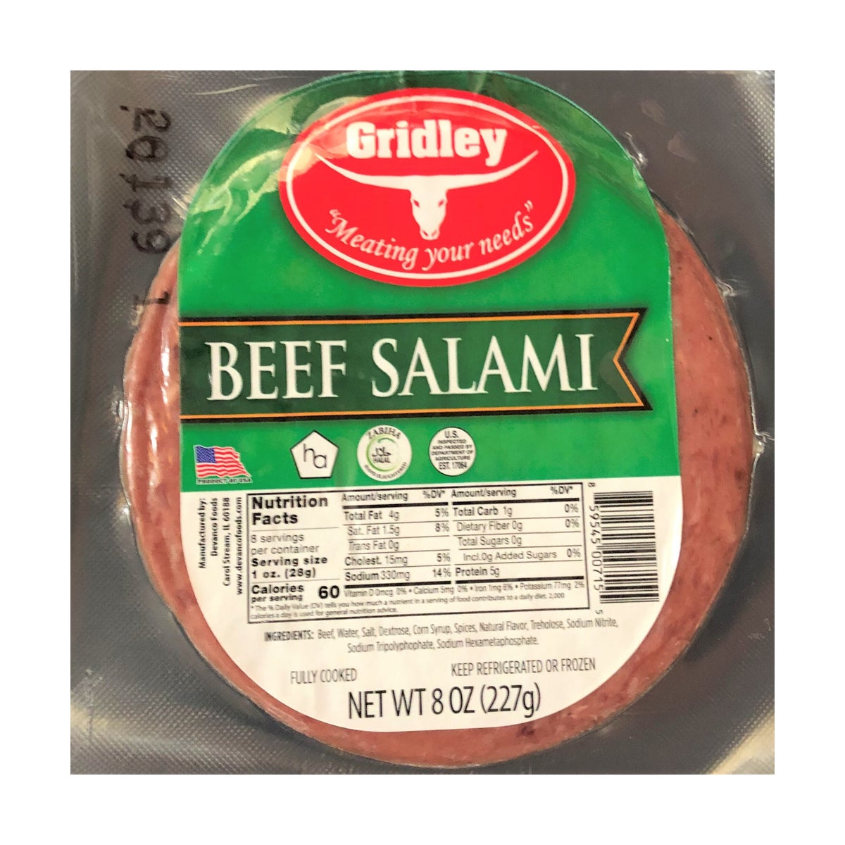 GRIDLEY BEEF SALAMI 8OZ lunch meat Greenland Market Outer Drive