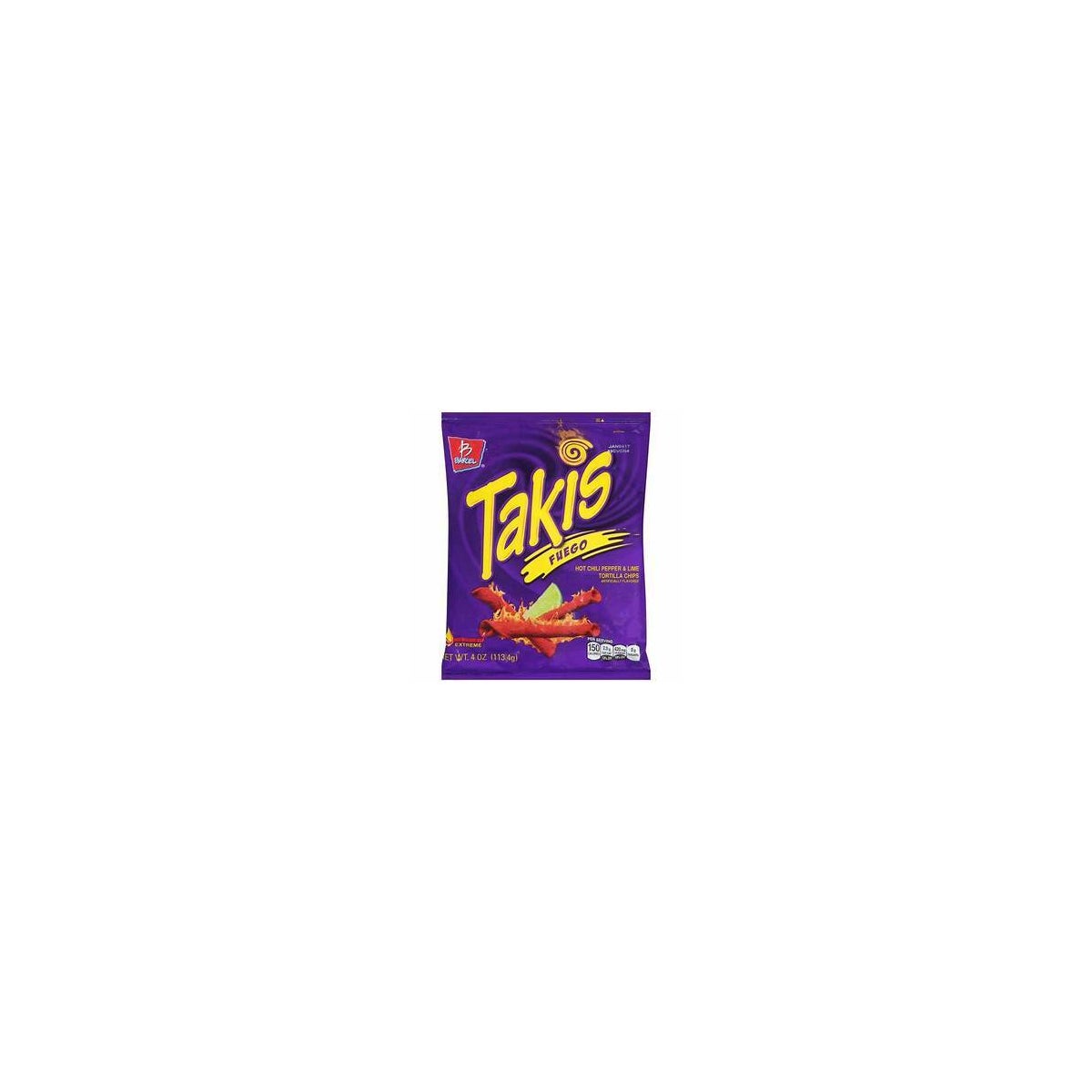 BARCEL CHIPS TAKIS FUEGO HOT CHILI&LIME 4 OZ - chips and snack bags