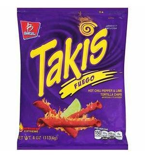 BARCEL CHIPS TAKIS FUEGO HOT CHILI&LIME 4 OZ