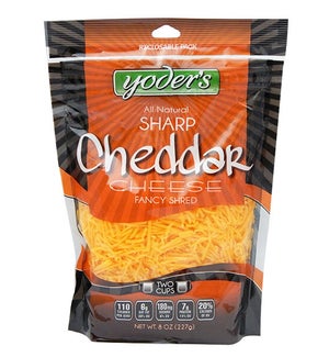 YODERS CHEESE SHRED FANCY SHARP 8OZ