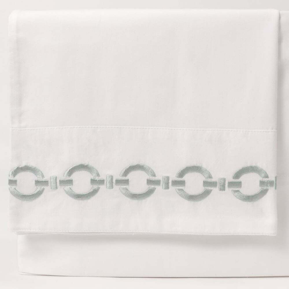 BELLAGIO PILLOWCASES, EMBROIDERED SEAGLASS, STANDARD PAIR 