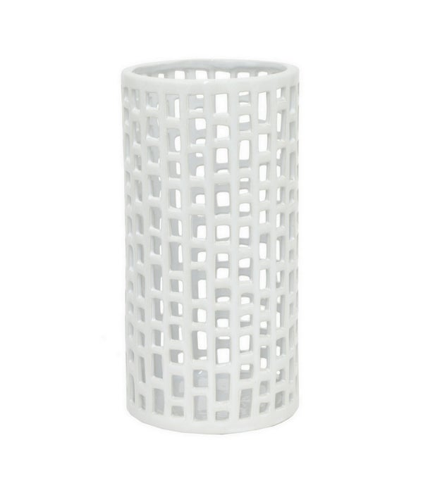 White Ceramic Vase, 12"