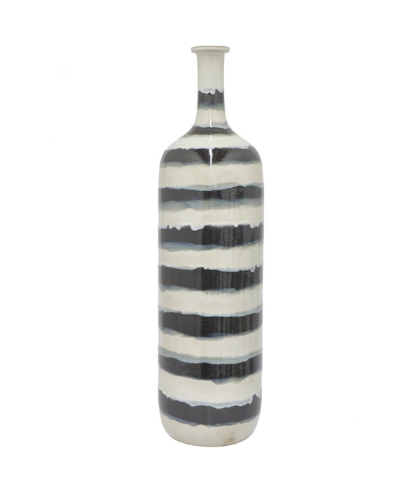 Ceramic Vase, Grey and White, 24.5"