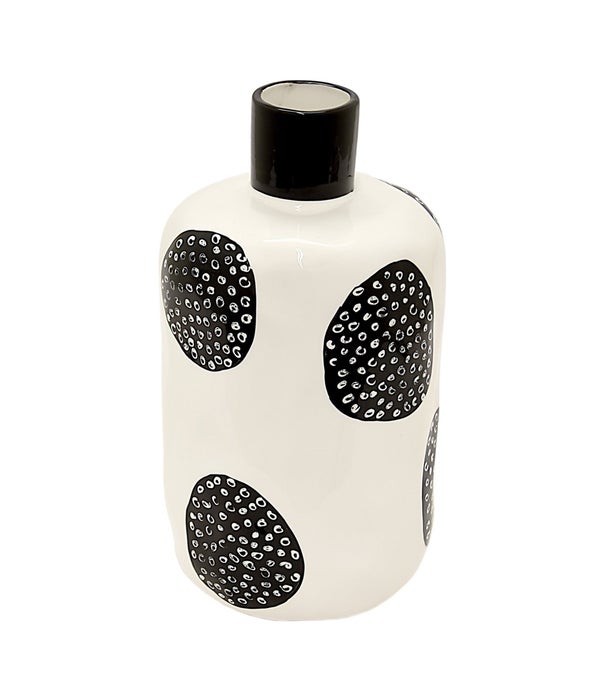 Ceramic Vase, White with Large Black Dots