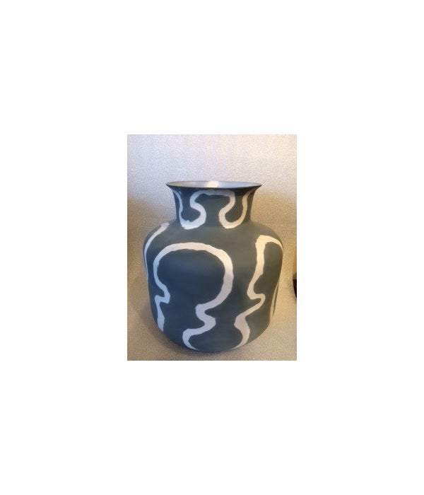 Porcelain Monk Vase, Sandblast, Steel Grey Exterior