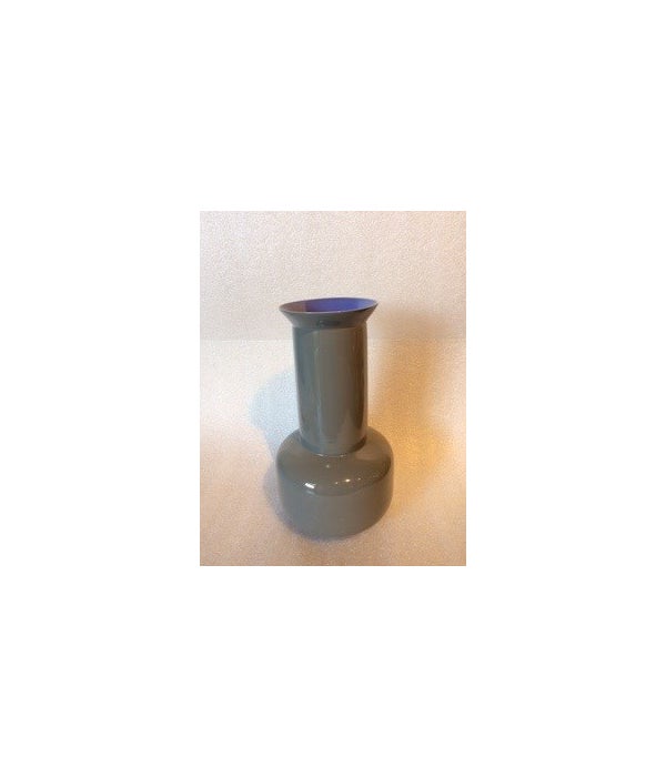 Medium Porcelain Sage Vase, Lavender Interior and Steel Grey Exterior