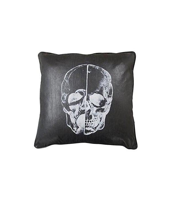 Skull Pillow, Black Fabric, 22x22