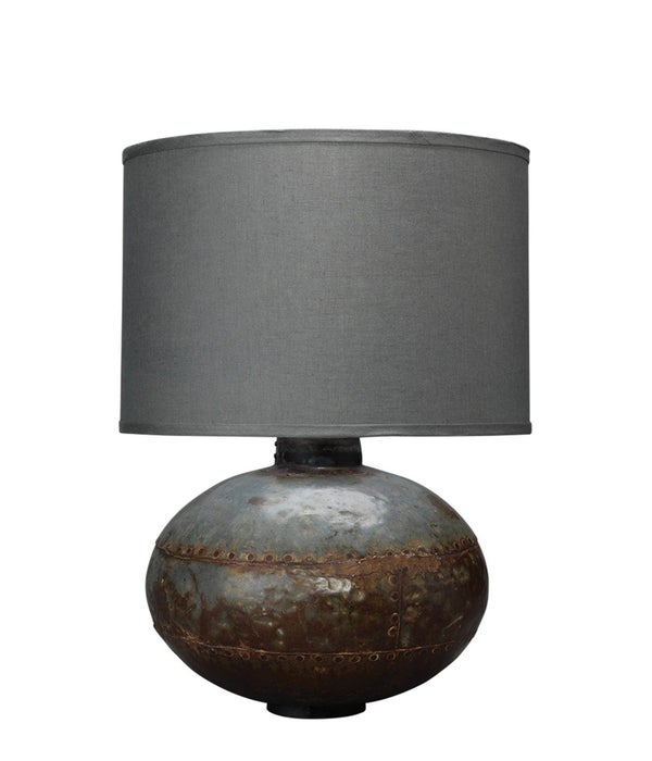 Caisson Table Lamp, Gun Metal with Classic Drum Shade
