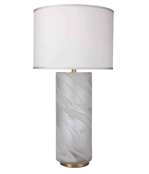 Large Streamer Table Lamp, White Swirl Glass