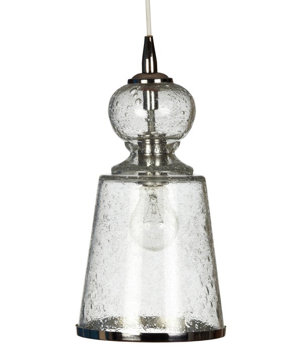 Long Lafitte Pendant in Clear Seeded Glass