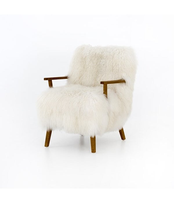 Ashland Arm Chair, Mongolia Cream Fur