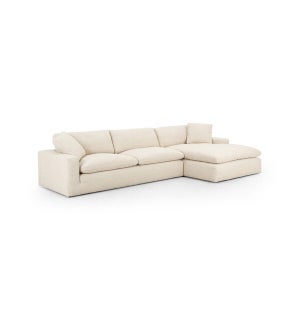 Plume 2 Pc Sectional, RAF Chaise, Cream