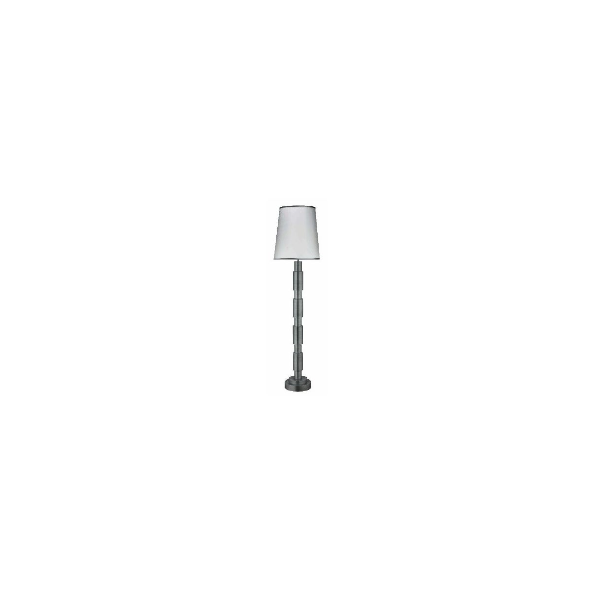 Quinn Floor Lamp in Antique Silver with Tall Cone Shade in White Silk with Granite Silk Trim
