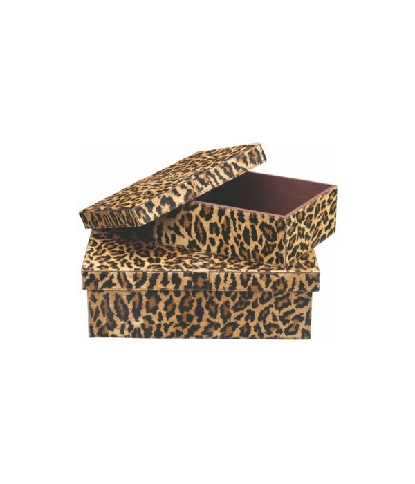 Frontera Boxes in Leopard Hide, Set of 2