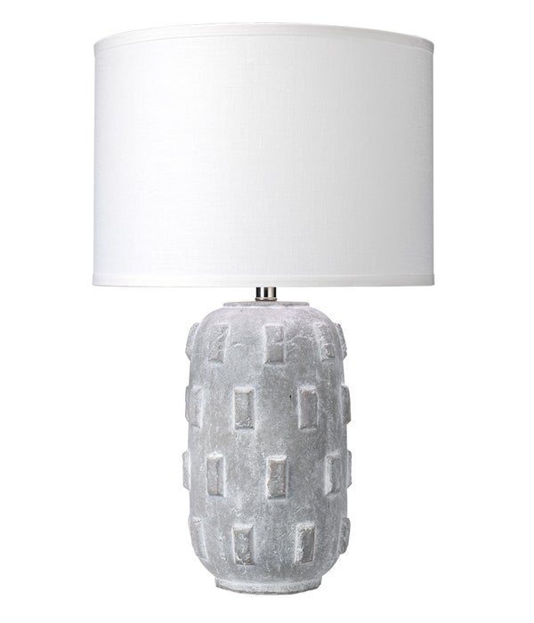 Boulder Grey Crackled Ceramic Table Lamp with Classic Drum Shade