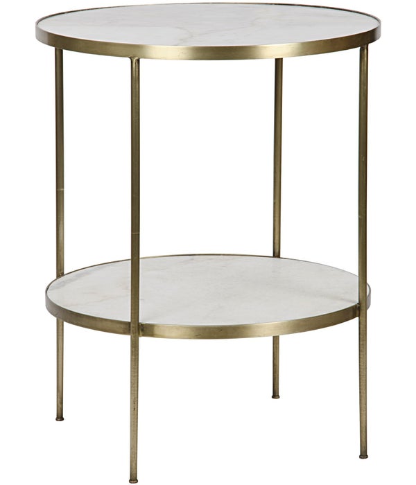 Rivoli Side Table, Antique Brass
