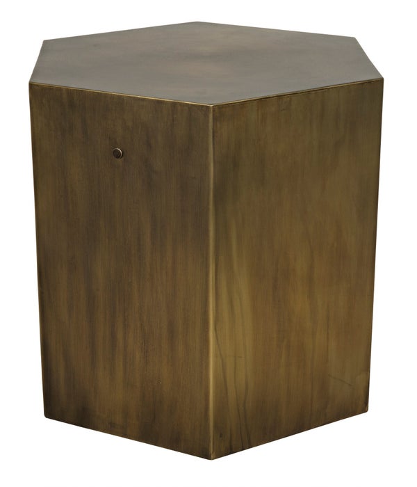Aria Side Table B, Steel with Aged Brass