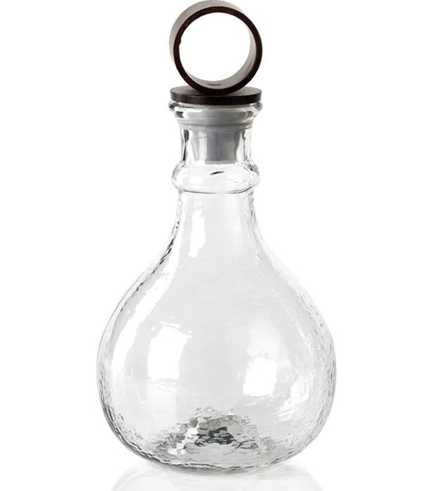 Hammered Glass Decanter with Wrought Iron Stopper