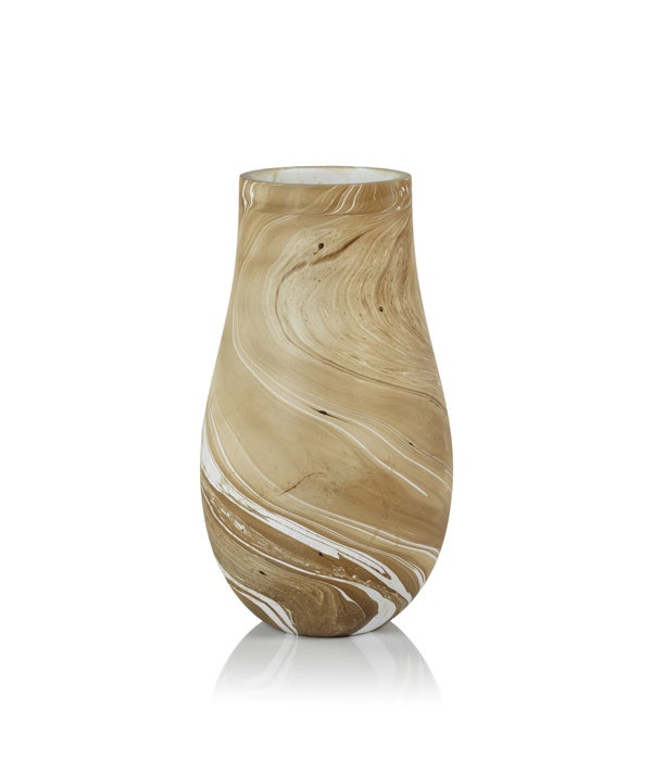 Natural Latte Mango Wood Marbelized Vase, Large