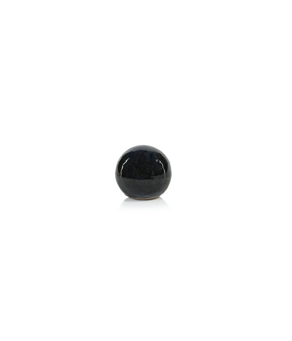 Cortez Blue-Gray Glazed Stoneware Decorative Ball, Extra Small