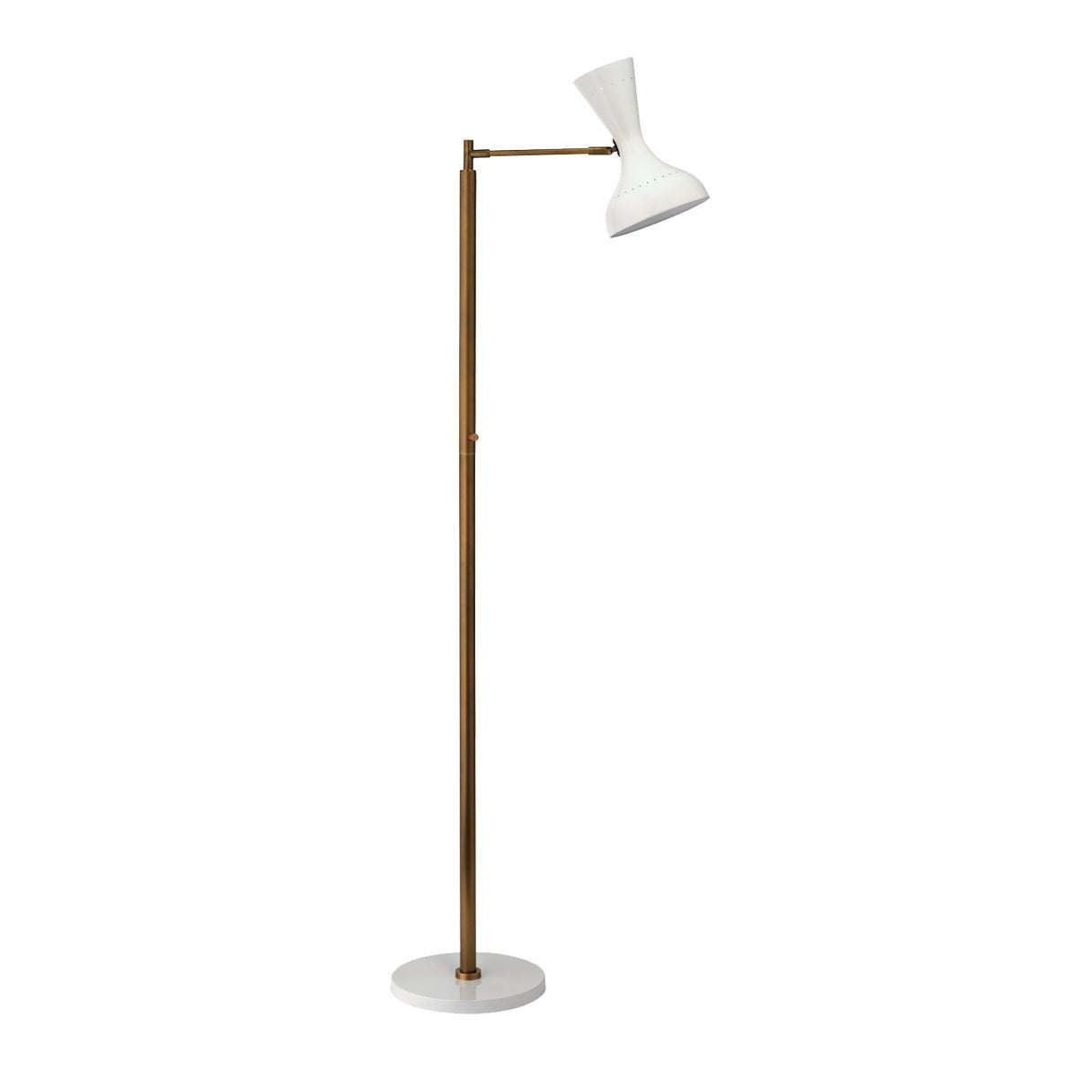 Pisa Swing Arm Floor Lamp, White with Antique Brass