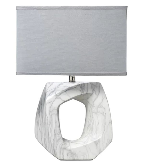 Quarry Table Lamp, Marbeled Ceramic with Rectangle Shade