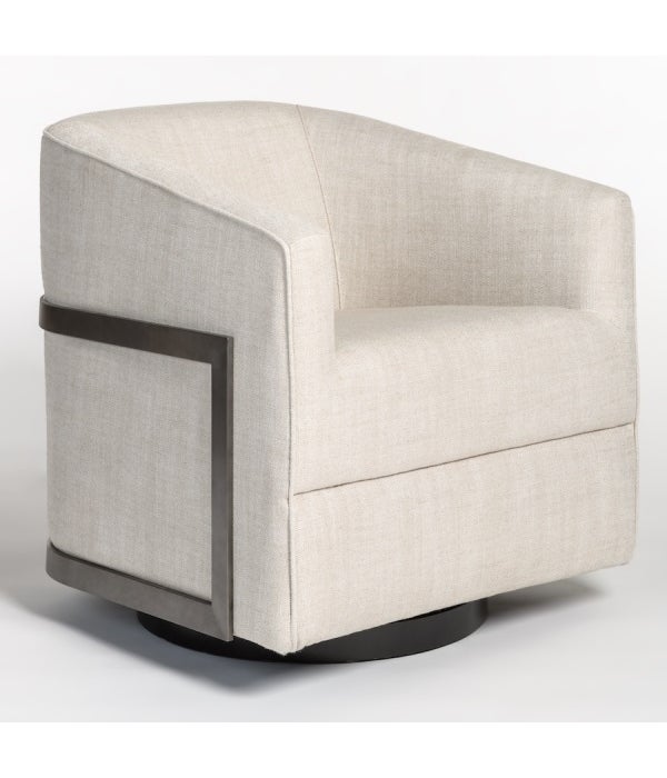 Blaine Occasional Swivel Chair, Everest Frost, Blackened Nickel