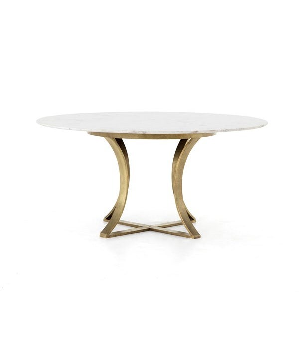 Gage Dining Table, Polished White Marble
