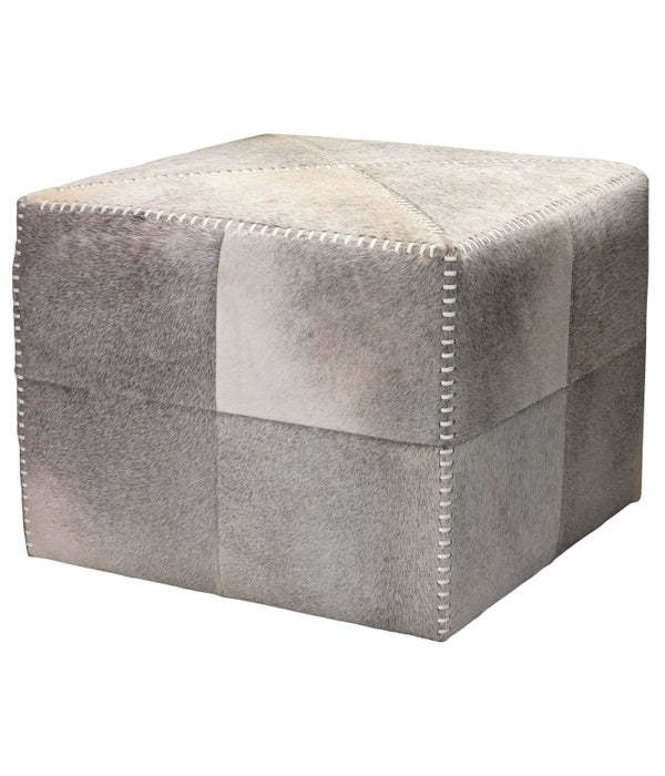 Large Ottoman in Grey Hide