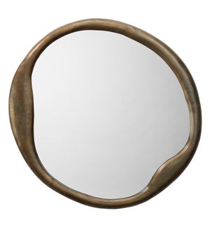 Organic Round Antique Brass Mirror