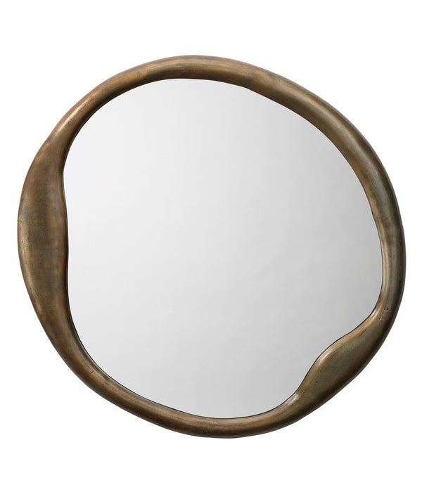 Organic Round Antique Brass Mirror