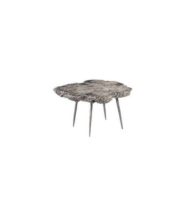 Wood Coffee Table Grey Stone, Forged Legs