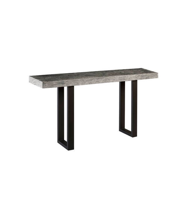 Wood Console Table Metal U Legs, Grey Stone
