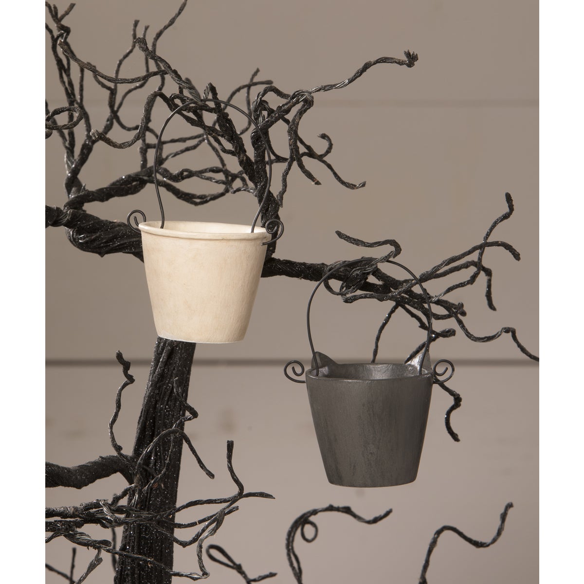 Boo & Cat Teeny Halloweenie Pail Ornaments S2