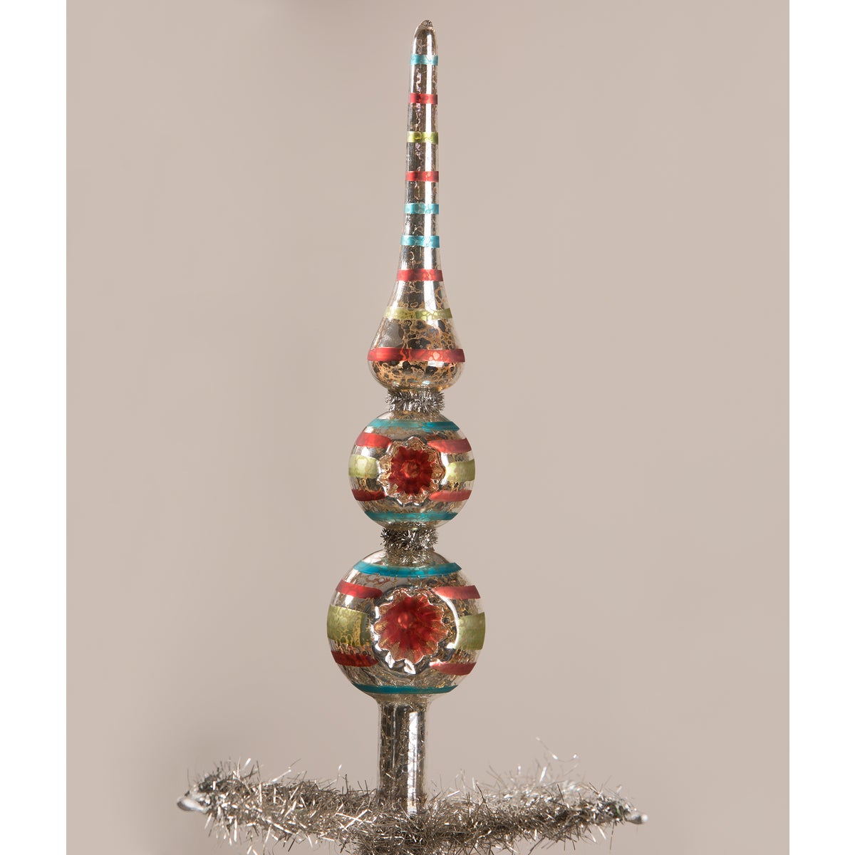 Merry and Bright Striped Indent Tree Topper