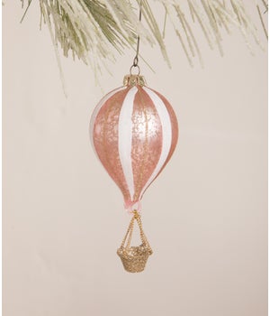 Pink Striped Hot Air Balloon Ornament